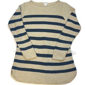 J. JILL Petite Coastal Cotton Blend Blue Oatmeal Striped Sweater Relaxed Size SP